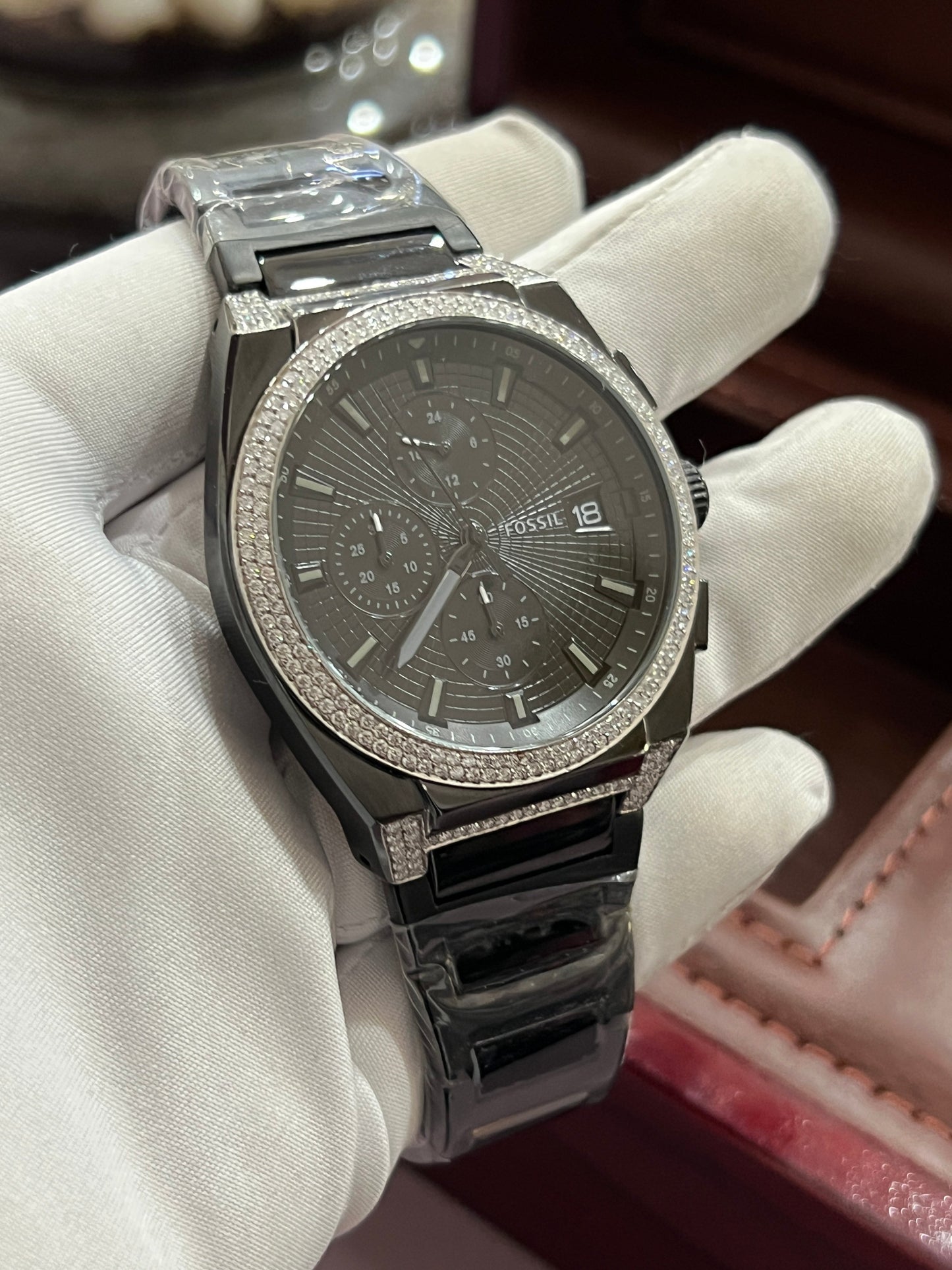 Black Everett FS5797 Moissanite Diamond Chronograph Watch