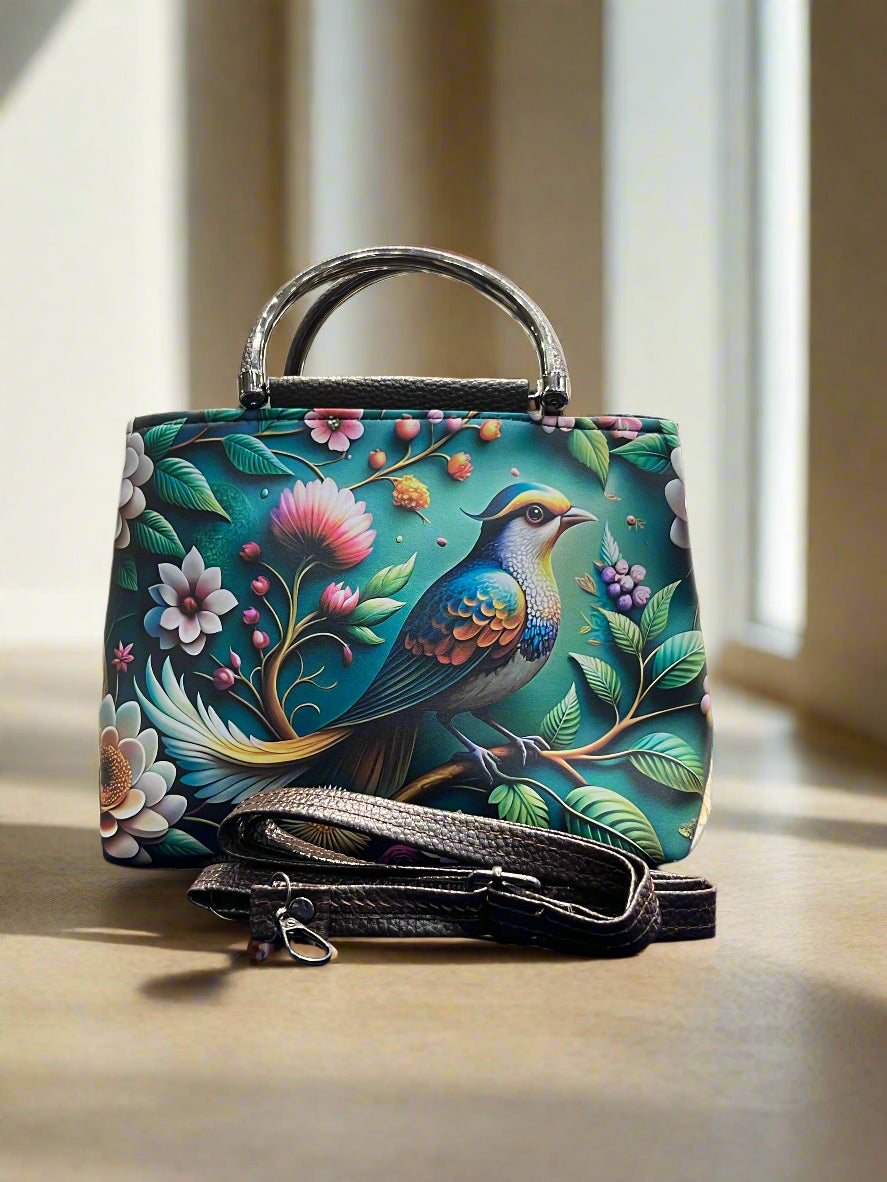 Artistic Green Bird Sling / HandBag for Womens