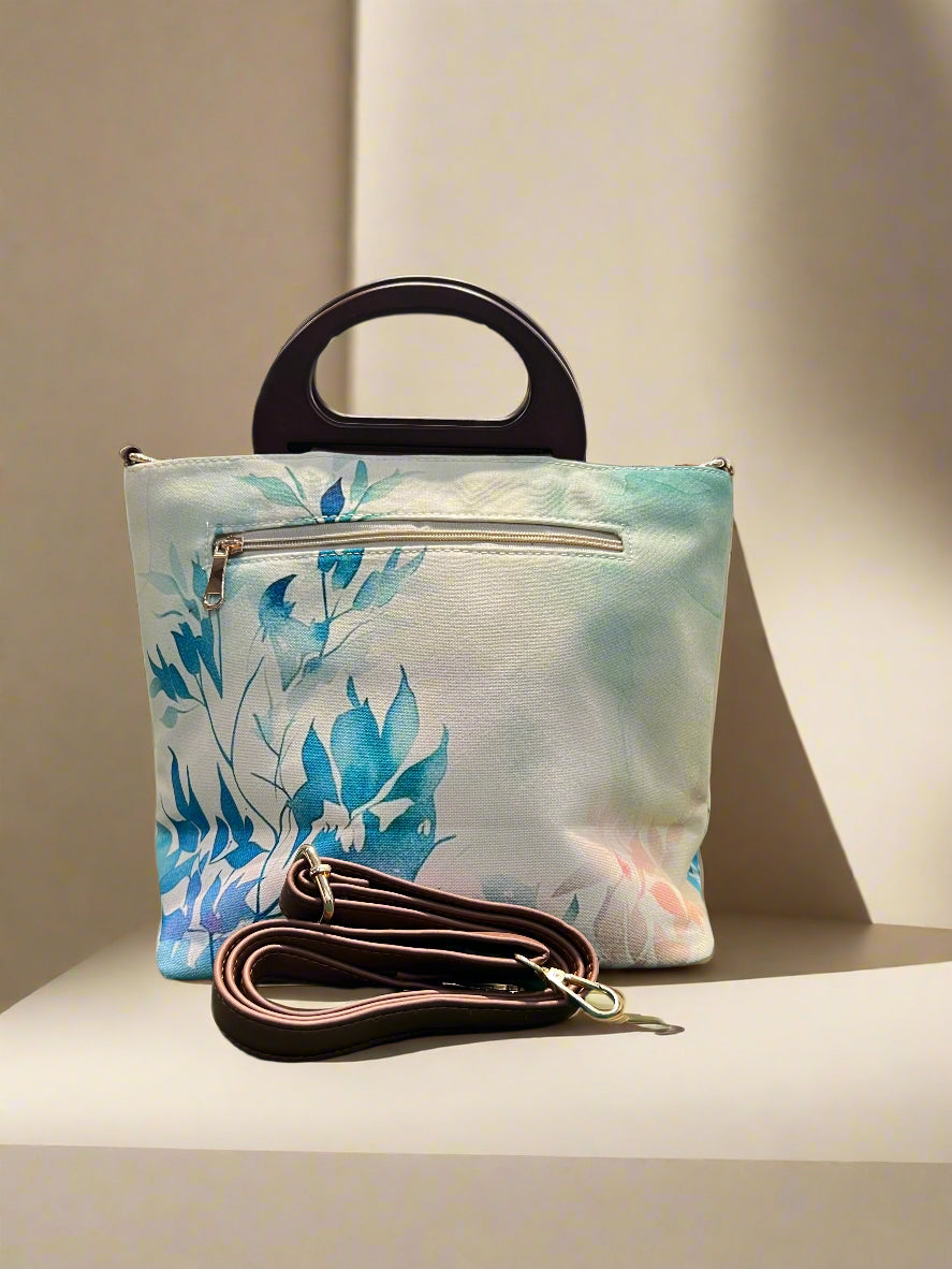The Wooden Style Floral Handle Satchel