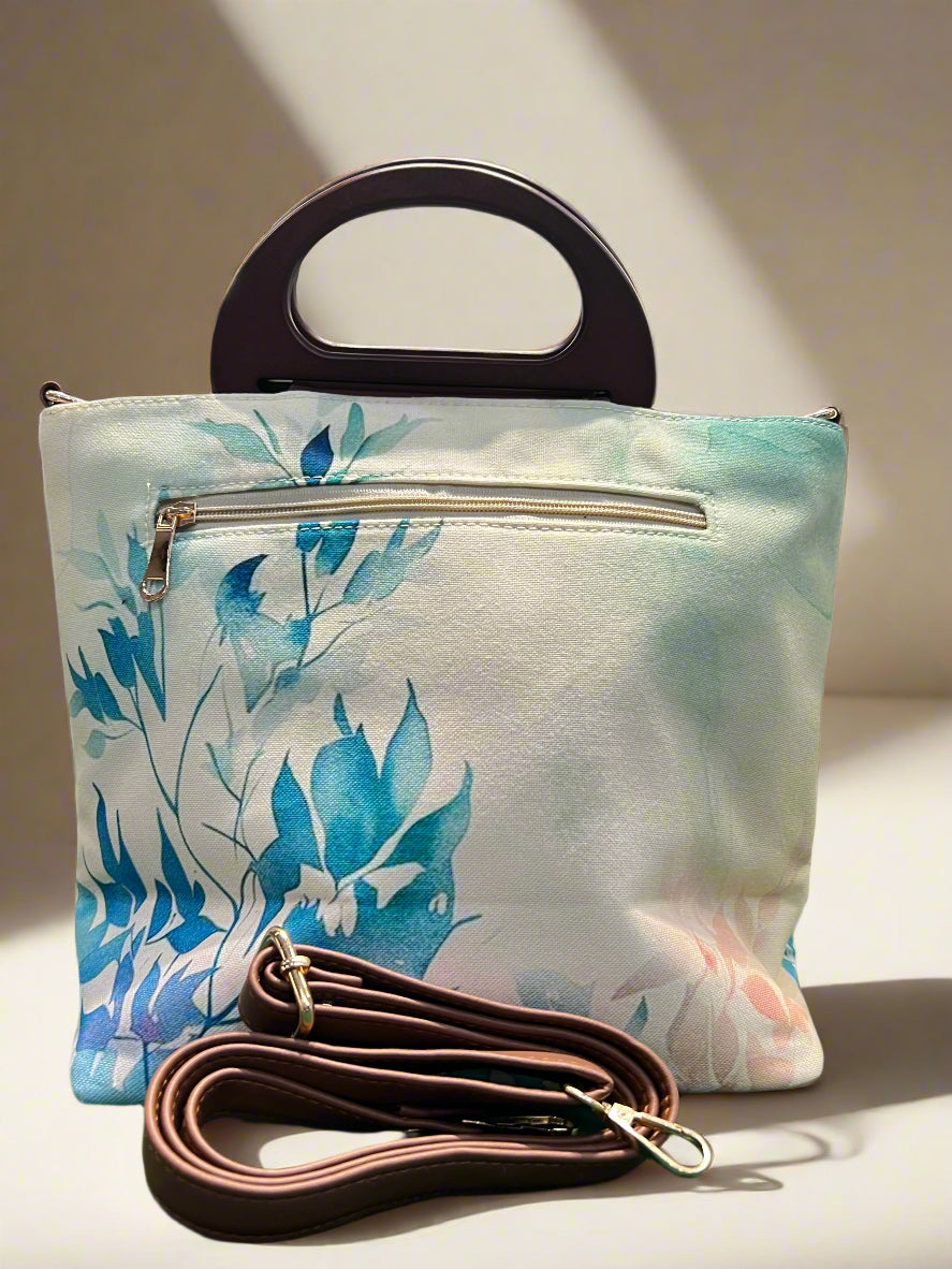 The Wooden Style Floral Handle Satchel