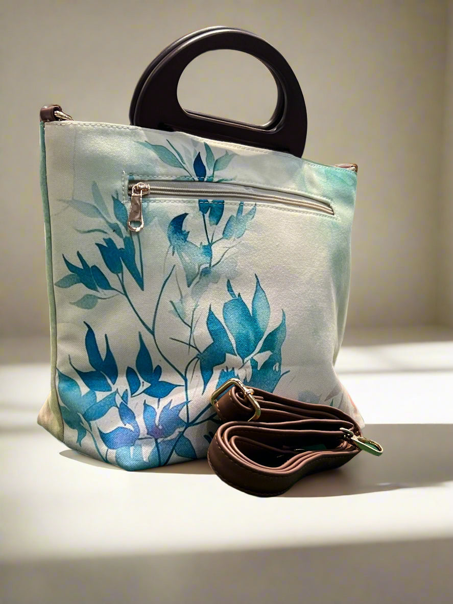 The Wooden Style Floral Handle Satchel