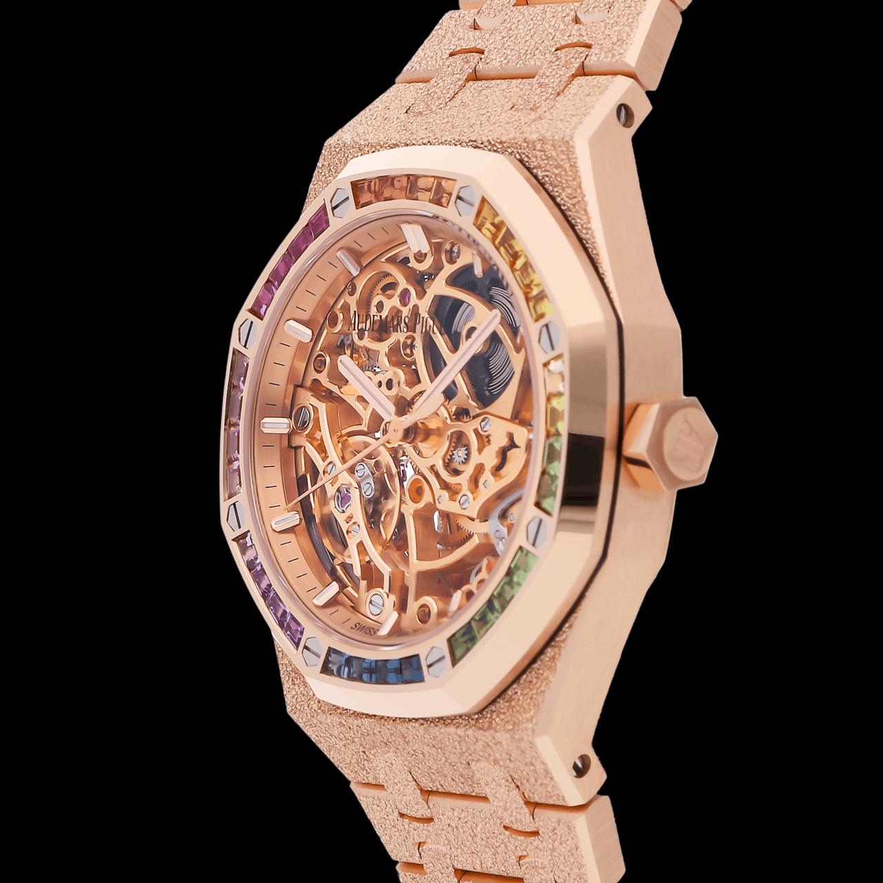 Royal Frosted Oak Offshore Automatic Rainbow Diamond Watch