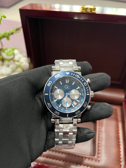 Men Blue Round Analog Chronograph Watch