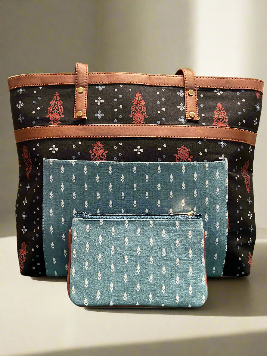 Traditional Cotton Tote + Pouch Design Handbag