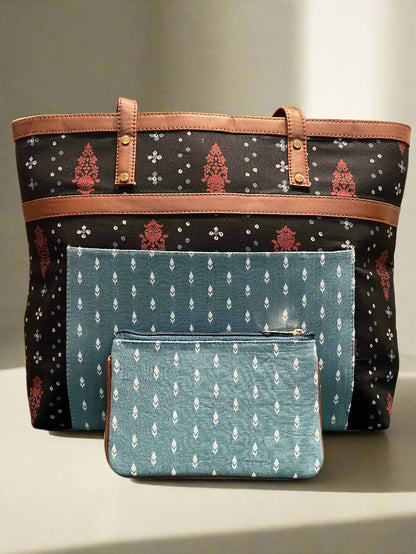 Traditional Cotton Tote + Pouch Design Handbag