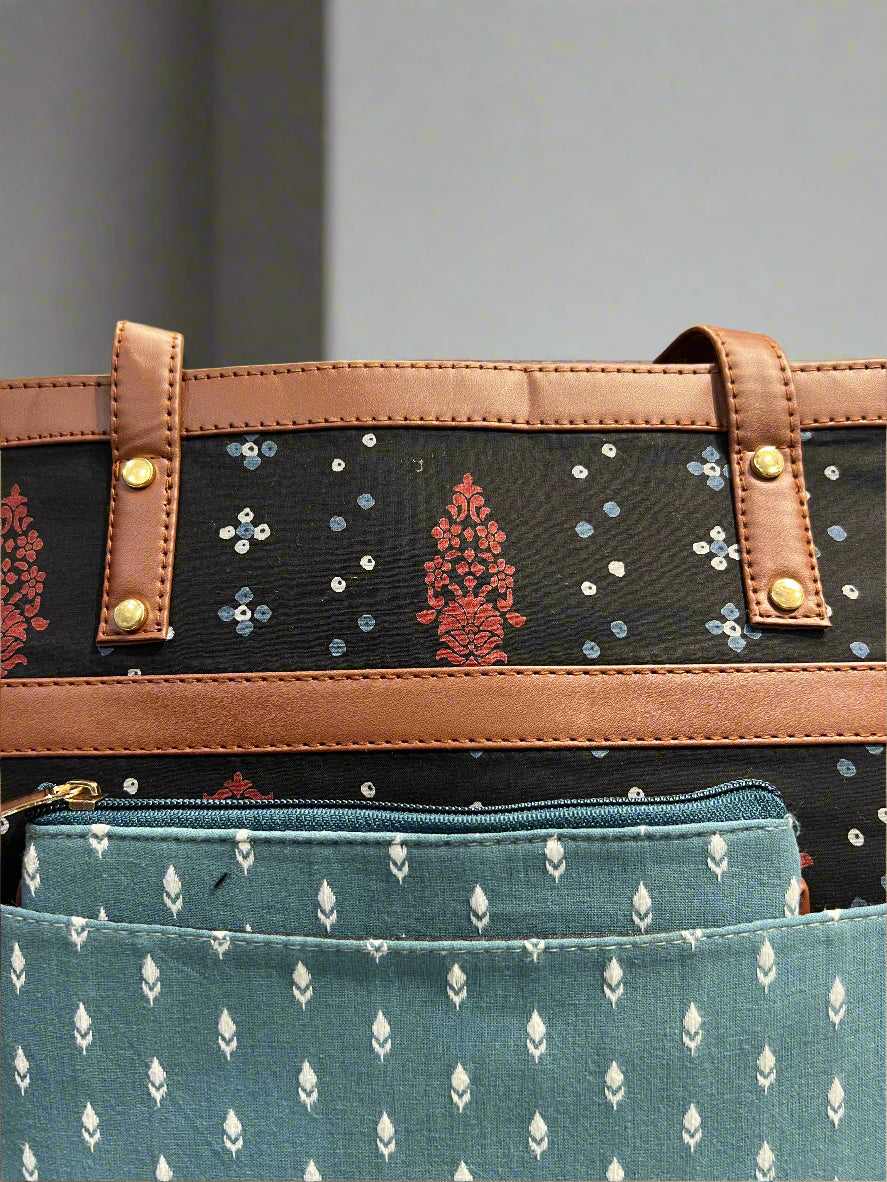 Traditional Cotton Tote + Pouch Design Handbag